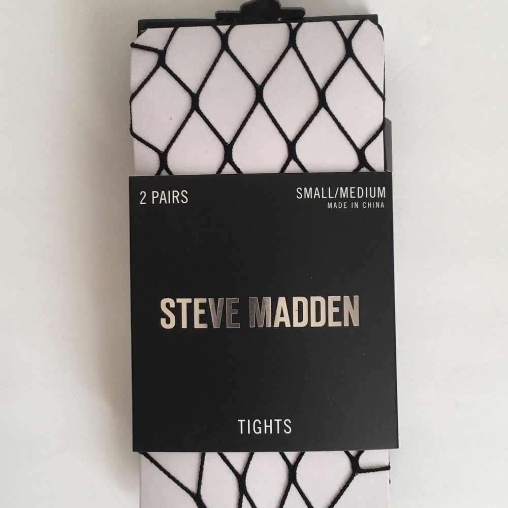 2 Pair Tights Black Fish Net and Solid black S/M